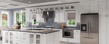 Modern kitchen with white cabinets