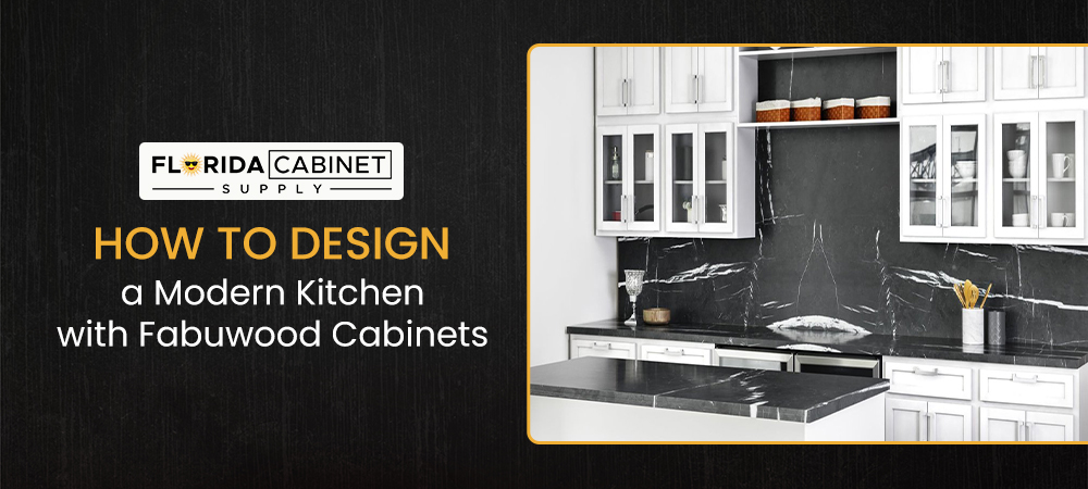 Modern kitchen design with Fabuwood cabinets in glossy white finish
